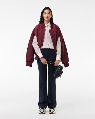 Women's Oversized Ribbed Cuff Bomber Jacket