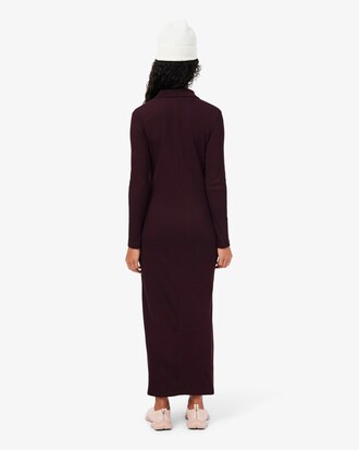 Vestido Ajustado con Cuello Polo de Algod&oacute;n Acanalado