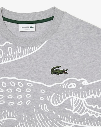 Men&rsquo;s Loose Fit Crocodile Print Crew Neck T-Shirt
