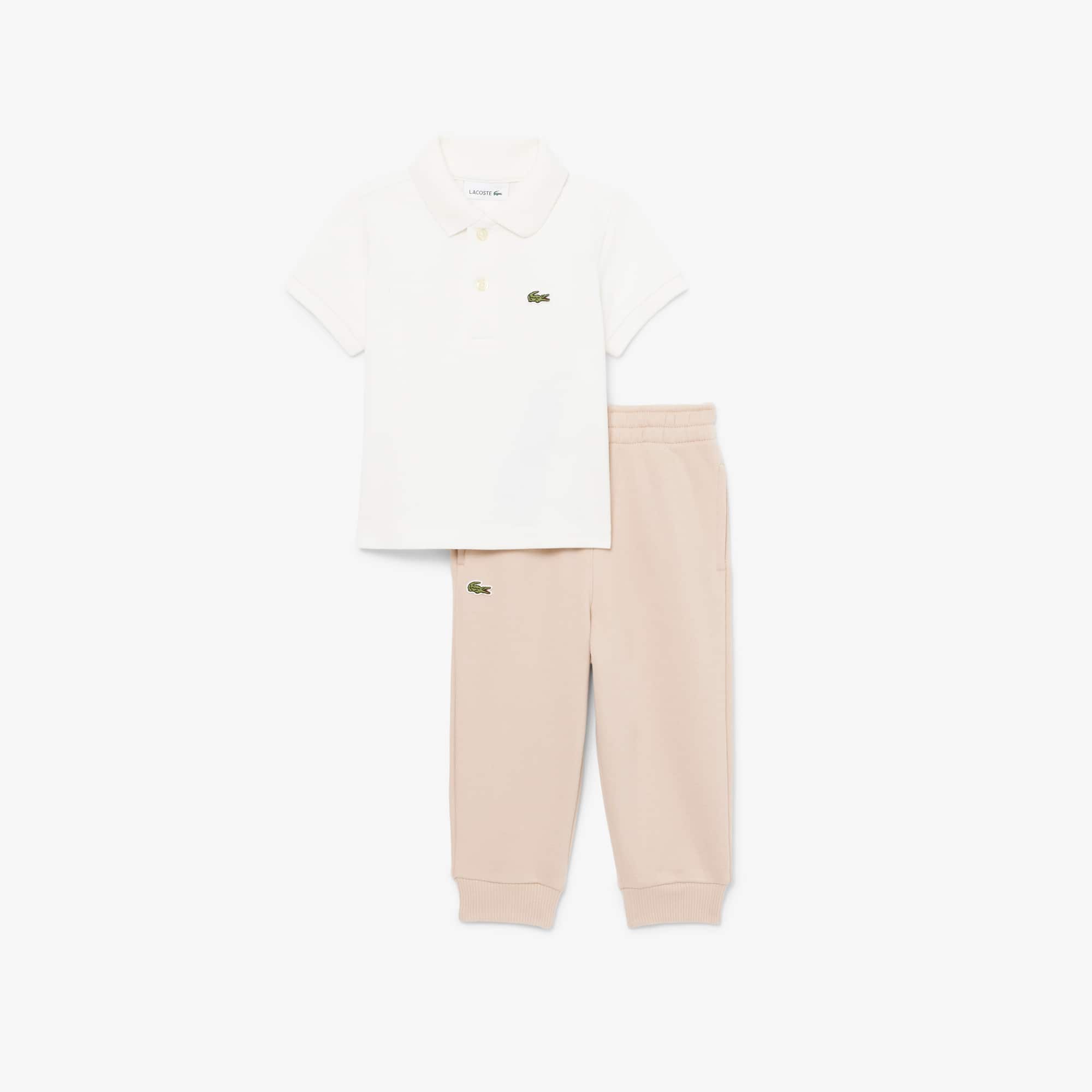 Lacoste Infants' Petit Piqué Polo Set - 12m In White