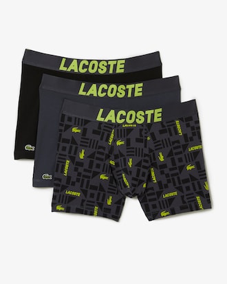 Lot de 3 boxers longs homme Lacoste avec imprim&eacute; nautique