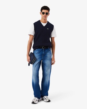 Chaleco tipo jersey de algod&oacute;n con punto de ochos