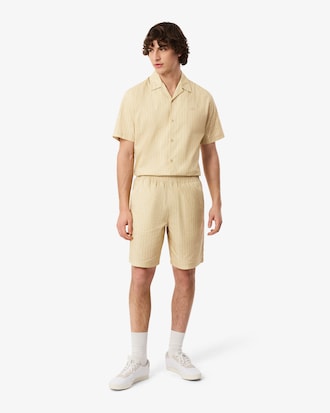 Crocodile Print Stripe Cotton Shorts