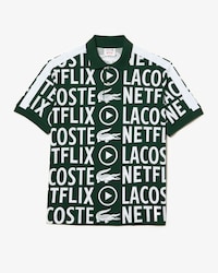 Polo estampado de algod&oacute;n loose fit Lacoste x Netflix para hombre