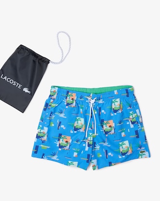 Men's Printed Built-In Mesh Boxer Swimming Trunks