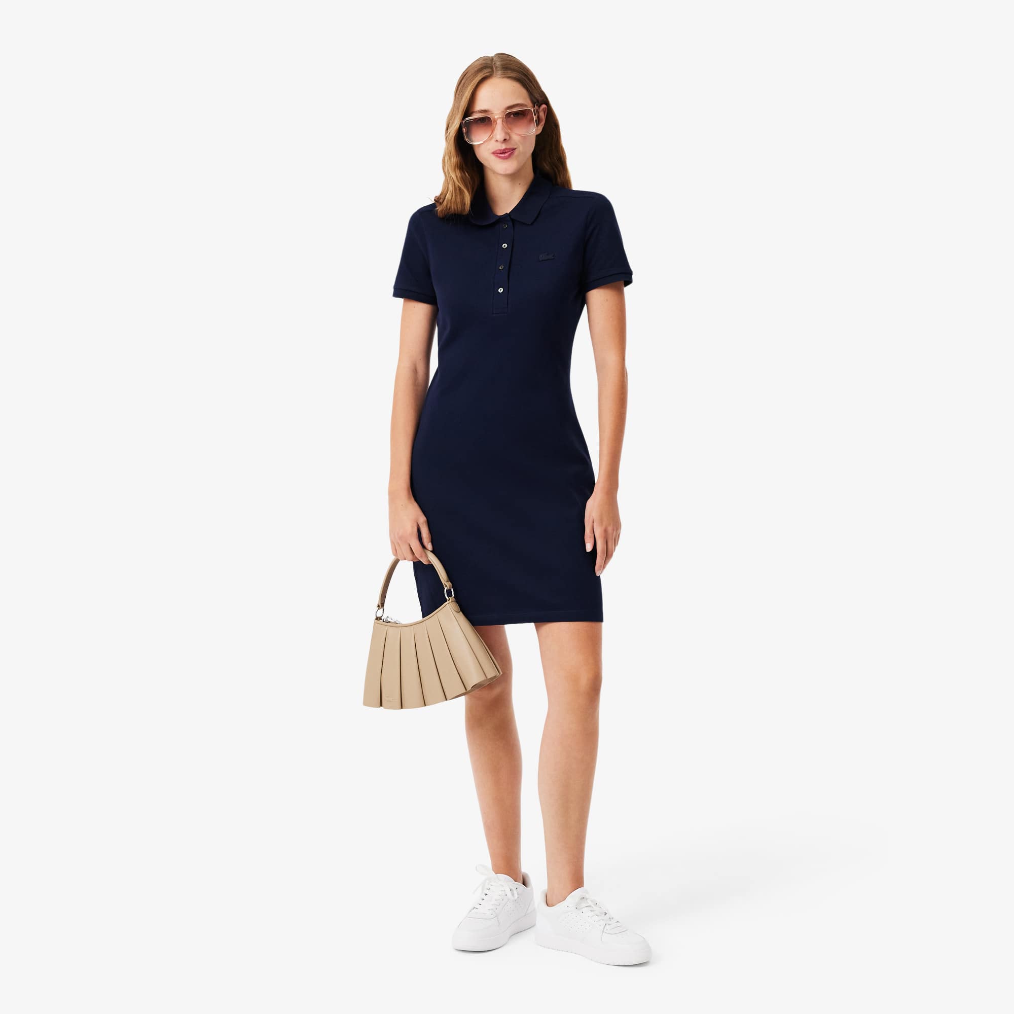 Women's Slim Fit Stretch Mini Piqué Polo Dress - Dresses - New In
