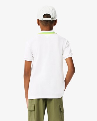 Polo avec col tricolore en petit piqu&eacute; de coton