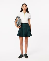 Women's Contrast Topstitched Pleated Skirt