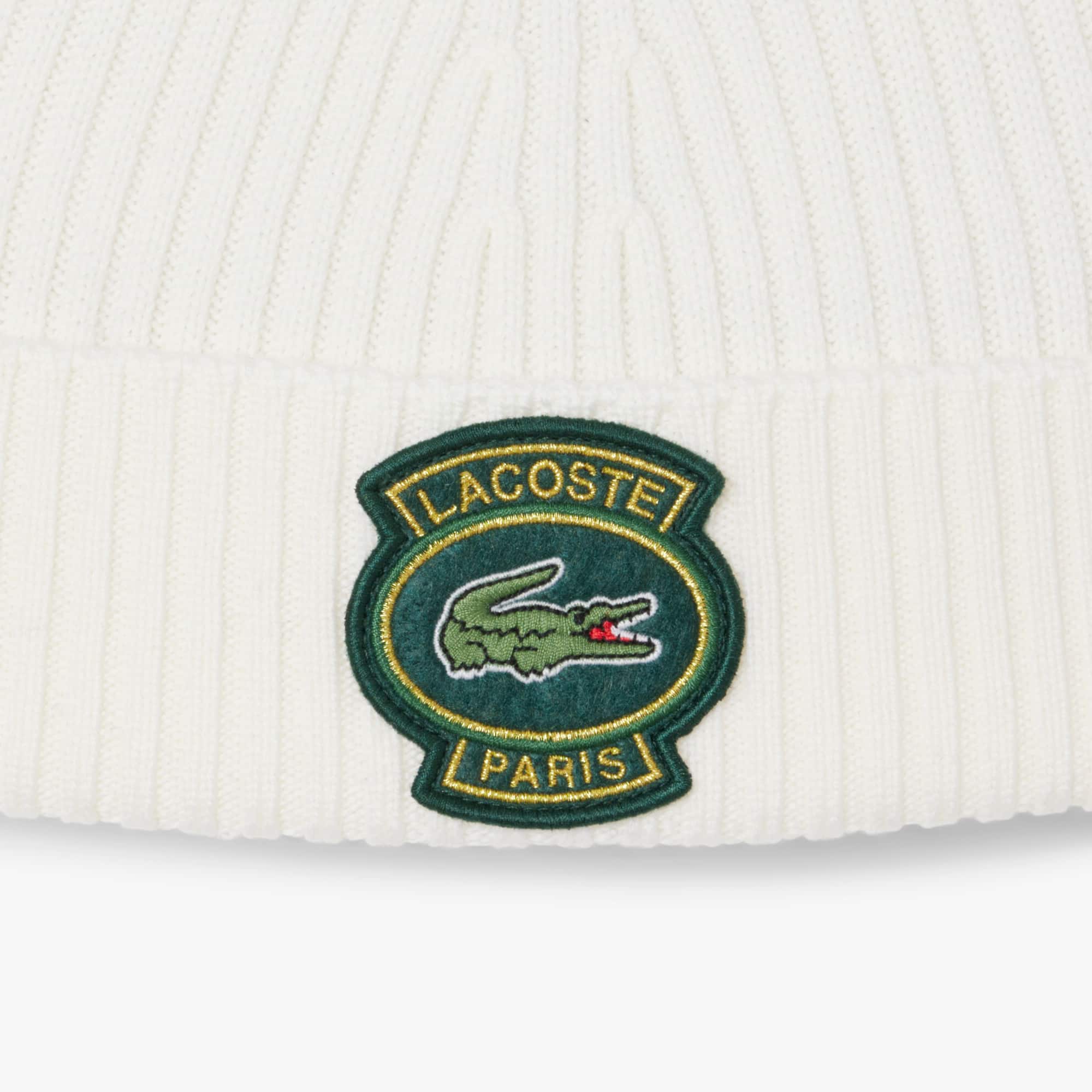Unisex Ribbed Wool Badge Beanie