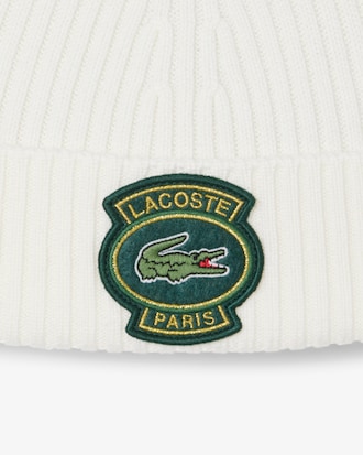 Unisex Ribbed Wool Badge Beanie
