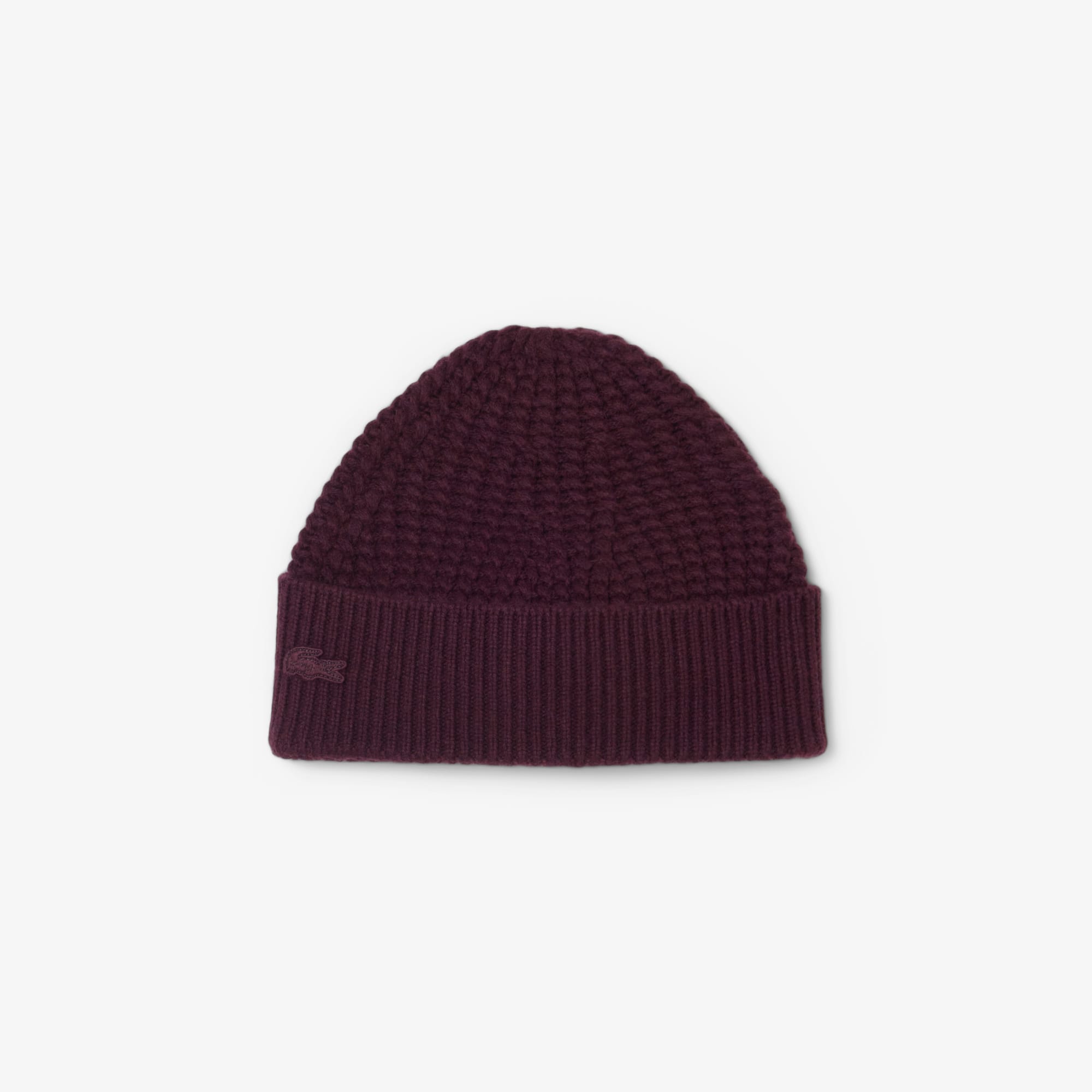 Lacoste Unisex Wool Blend Textured Beanie - One Size In Brown