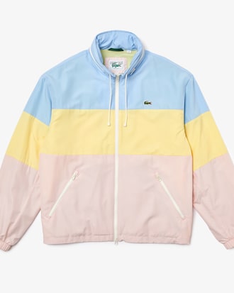 Chamarra de color block resistente al agua con gorro oculta para hombre