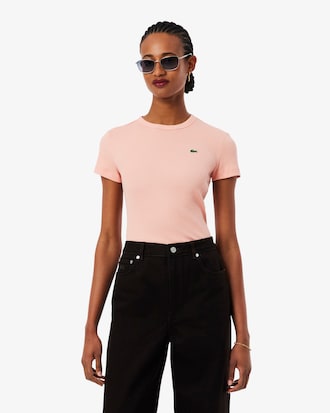 Women's Slim Fit Ribbed Cotton T-Shirt