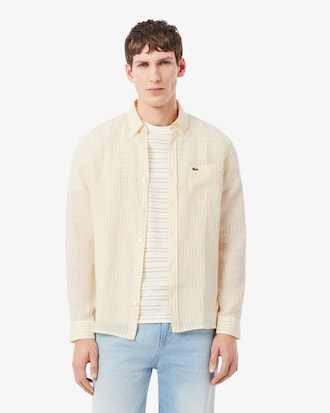 Men's Regular Fit Striped Linen Shirt