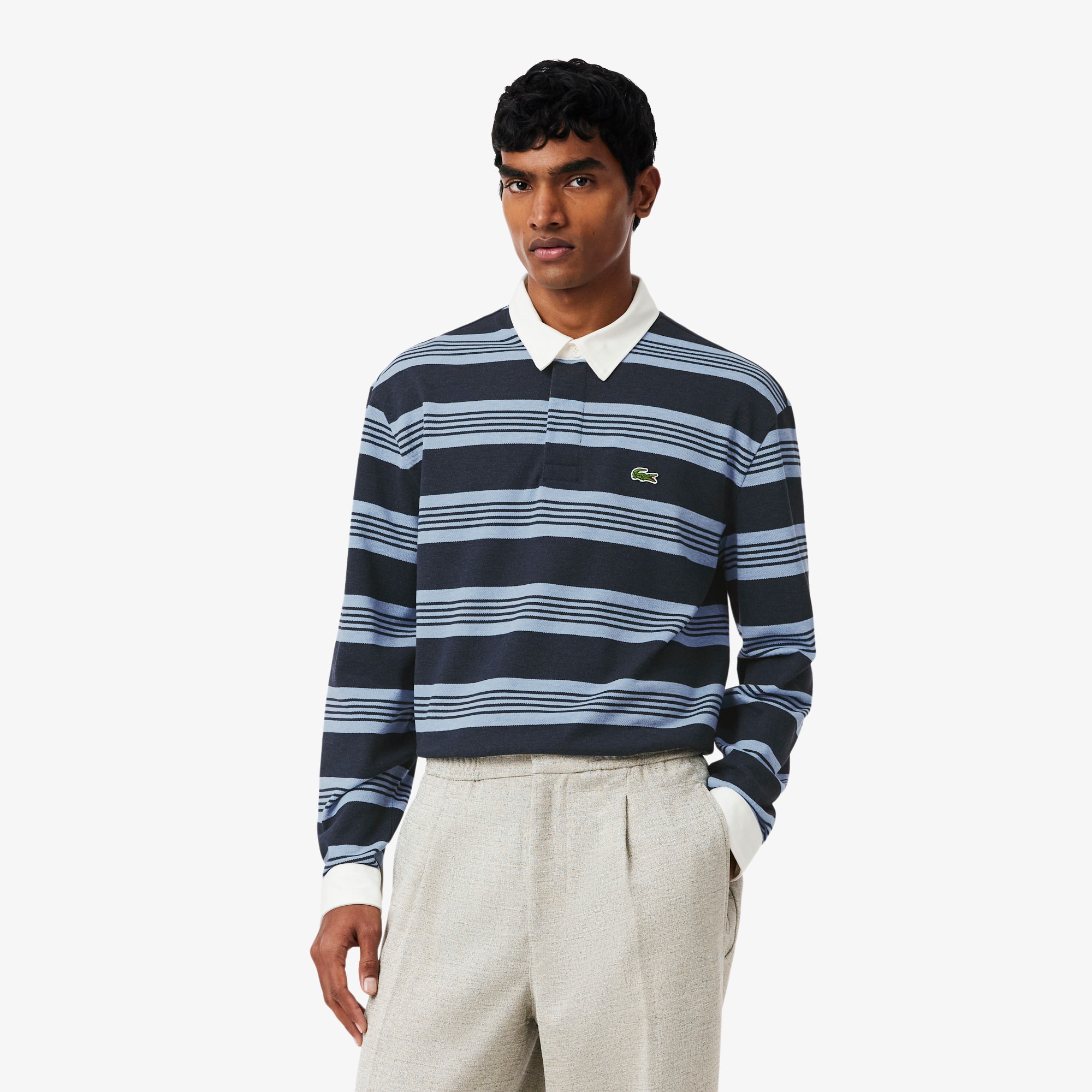トップス a.presse L/S Striped Polo Shirts A.PRESSE Cotton Knit L/S Polo Shirt [BROWN] - Fresh Service