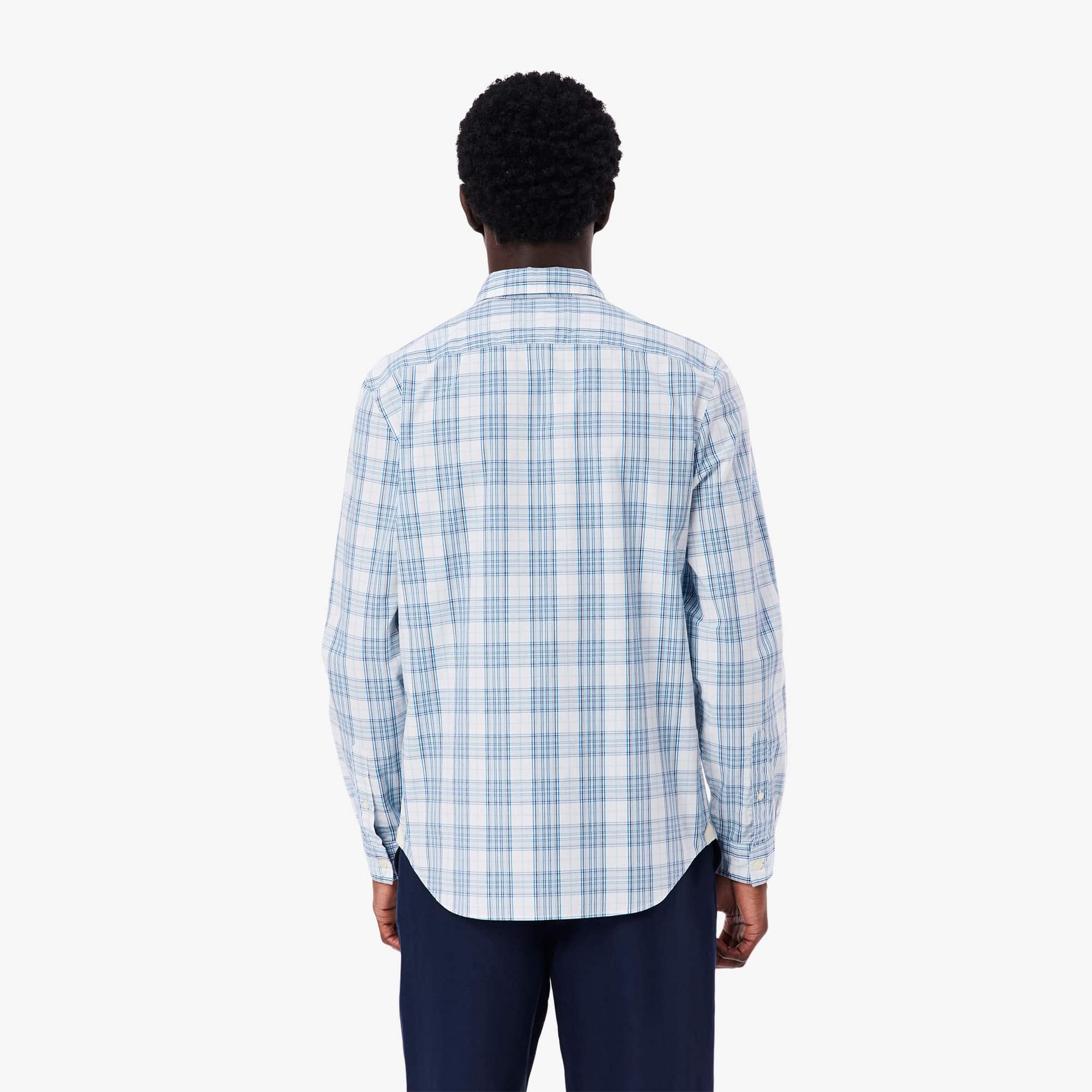 メンズ　LACOSTE スリムフィット チェックシャツ US Sサイズ Men's Slim Fit Stretch Plaid Shirt - Button Down Shirts