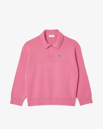 Kids' Cotton and Wool Blend Long Sleeve Polo