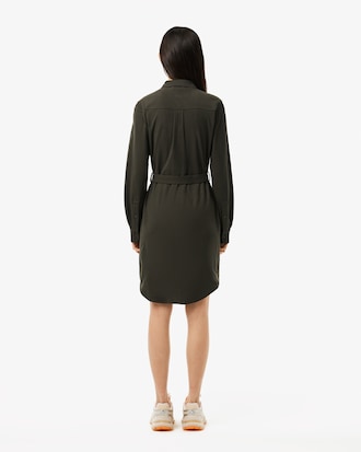 Women's Belted Piqué Shirt Dress