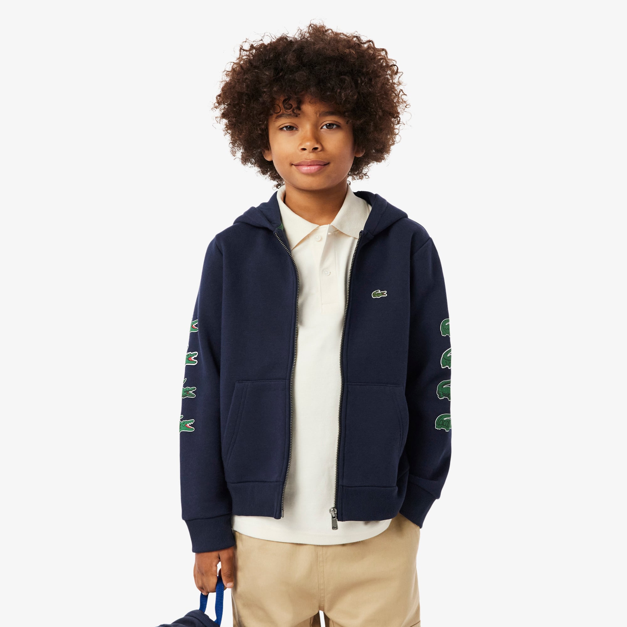 Lacoste Kids' Printed Fleece Zip-Up Hoodie