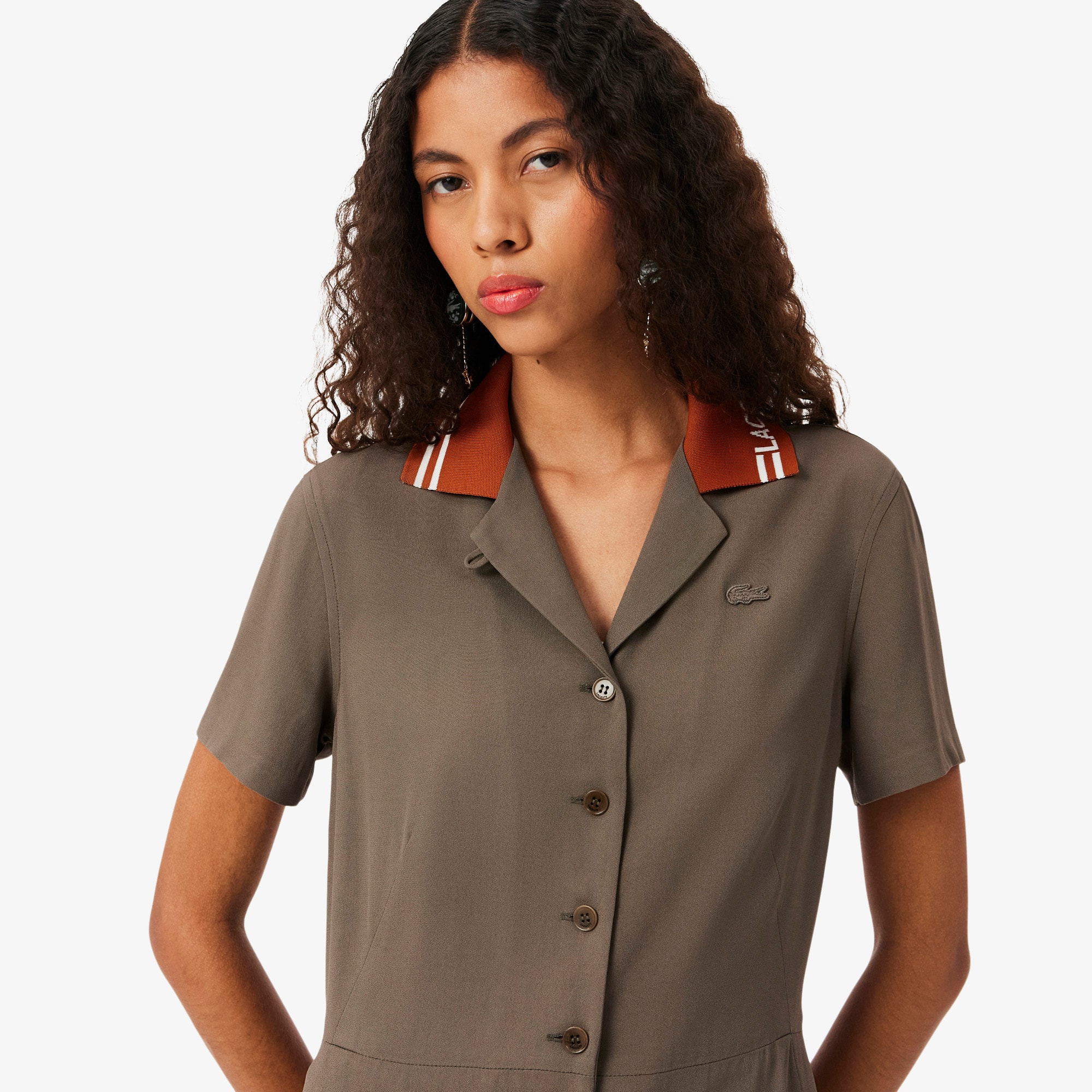 Runway Logo Polo Collar Piqué Dress