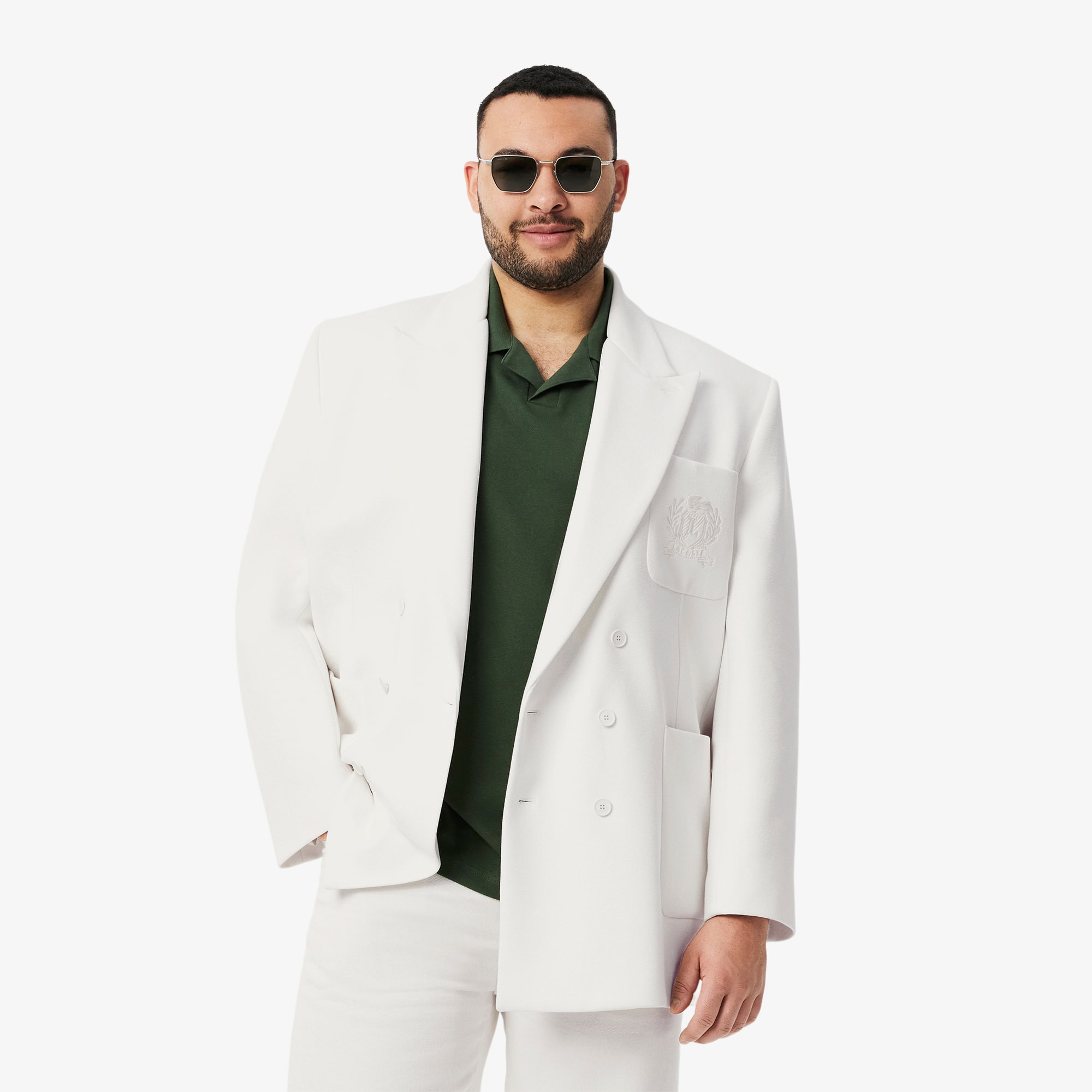 【Rrrr】DOUBLE LAPELED DOUBLE BREASTED Men's Double Breasted Embroidered Heritage Badge Blazer