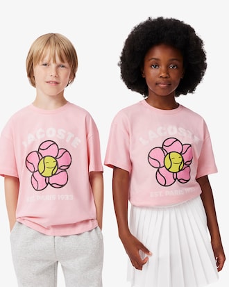Kids' Vintage Flower Print Cotton T-Shirt