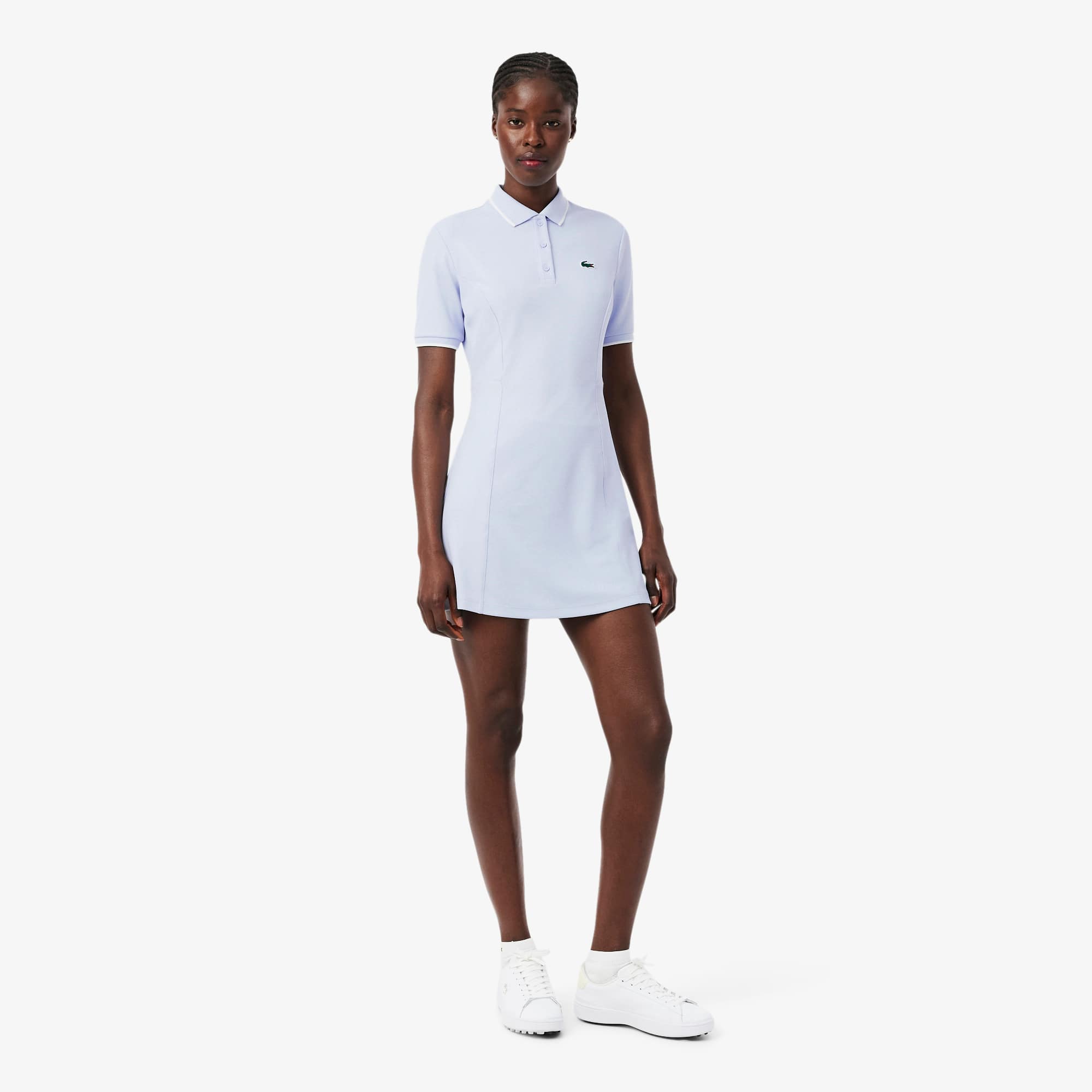 Lacoste Vestido Polo Golf Ultra Seco Con Ribetes Azul