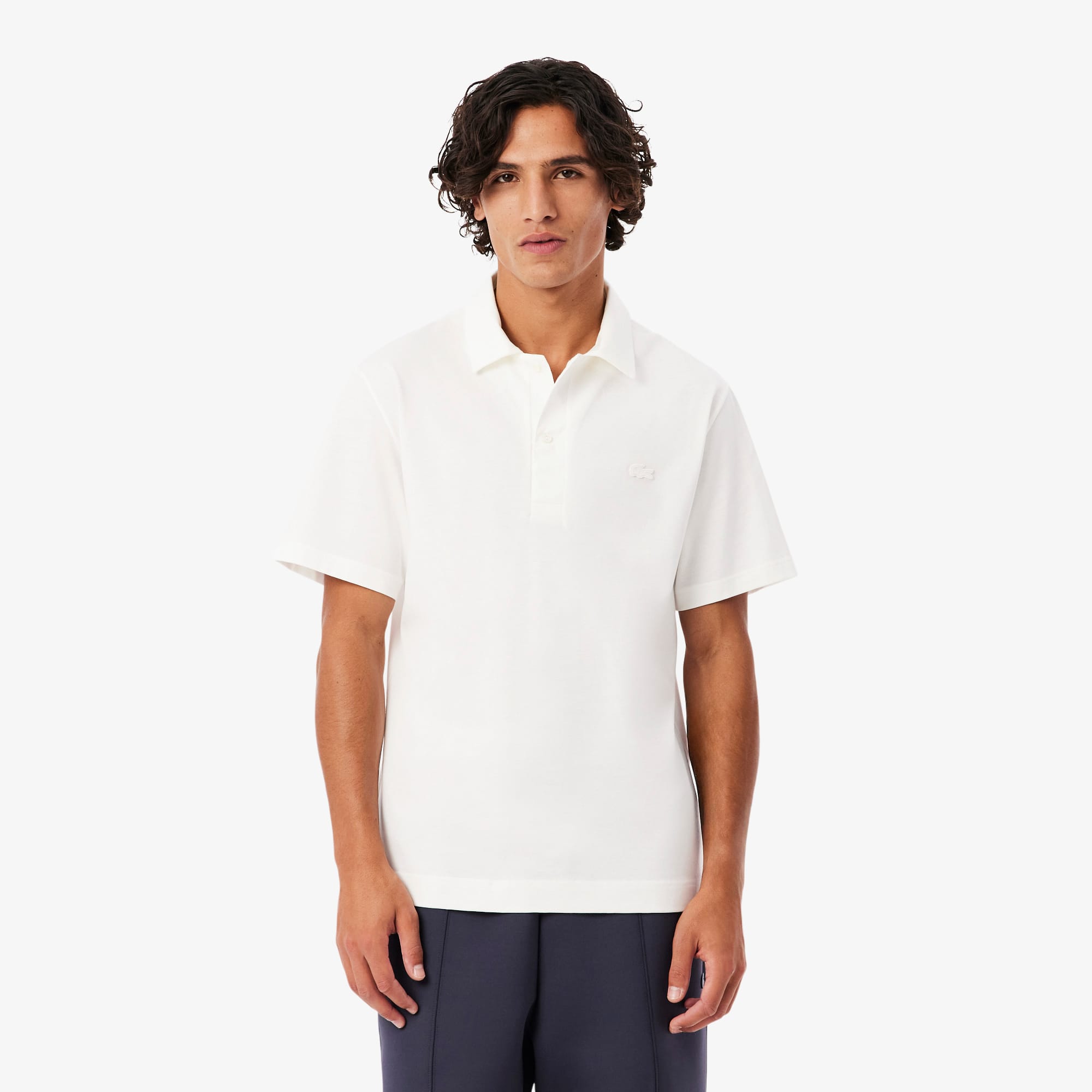 Lacoste Men's Paris Classic Fit Open Neck Embroidered Polo - Xl In White