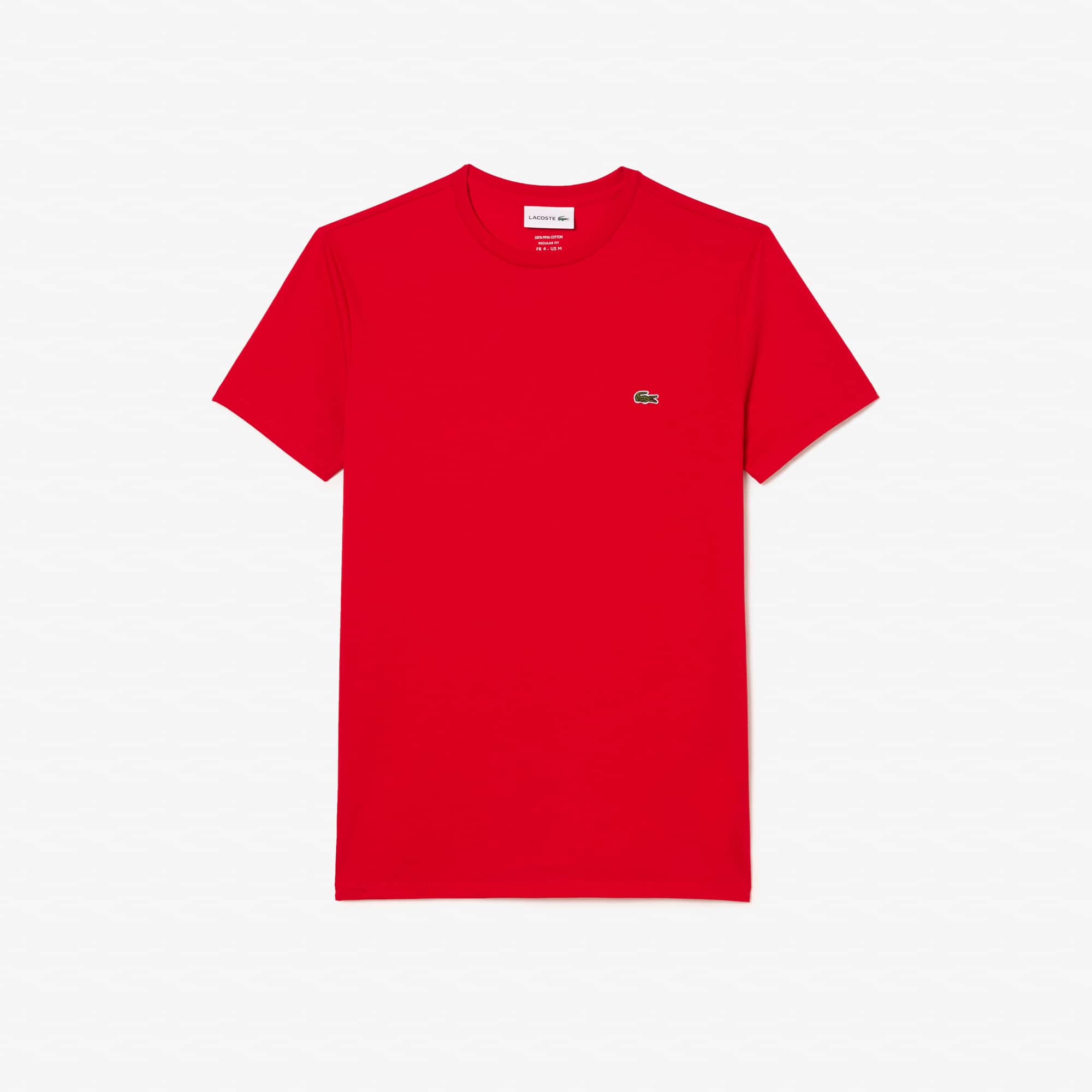 Tシャツ・カットソー LACOSTE Men T Shirts TH6709 1 White Men's Crew Neck Pima Cotton Jersey T-Shirt TH6709