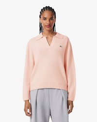 Women's 3D Knit Cashmere Polo Collar Sweater