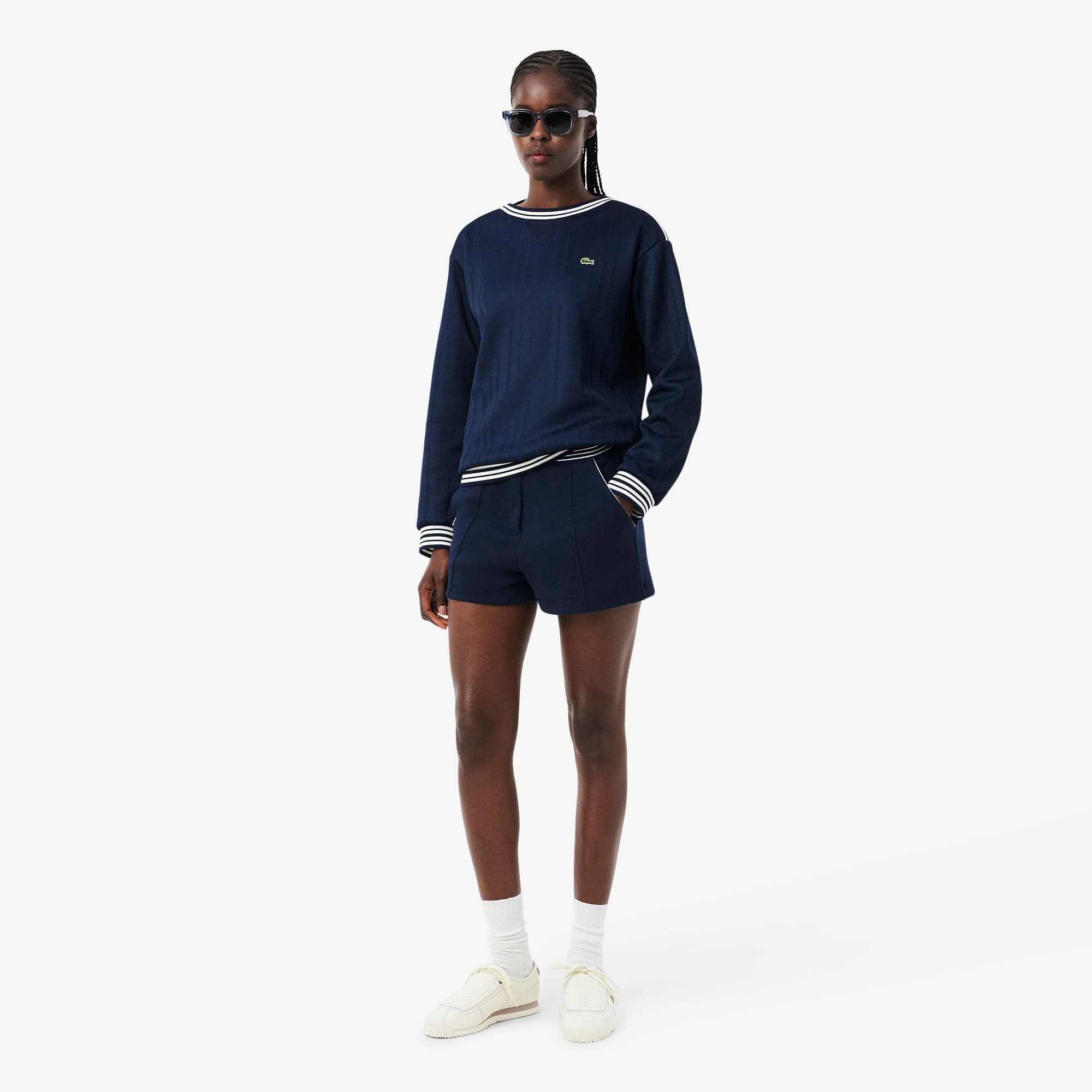 LACOSTE ネイビー リラックスフィット トレーナー Made In France Piqué Shorts - Shorts & Skirts - New In 2026 | Lacoste