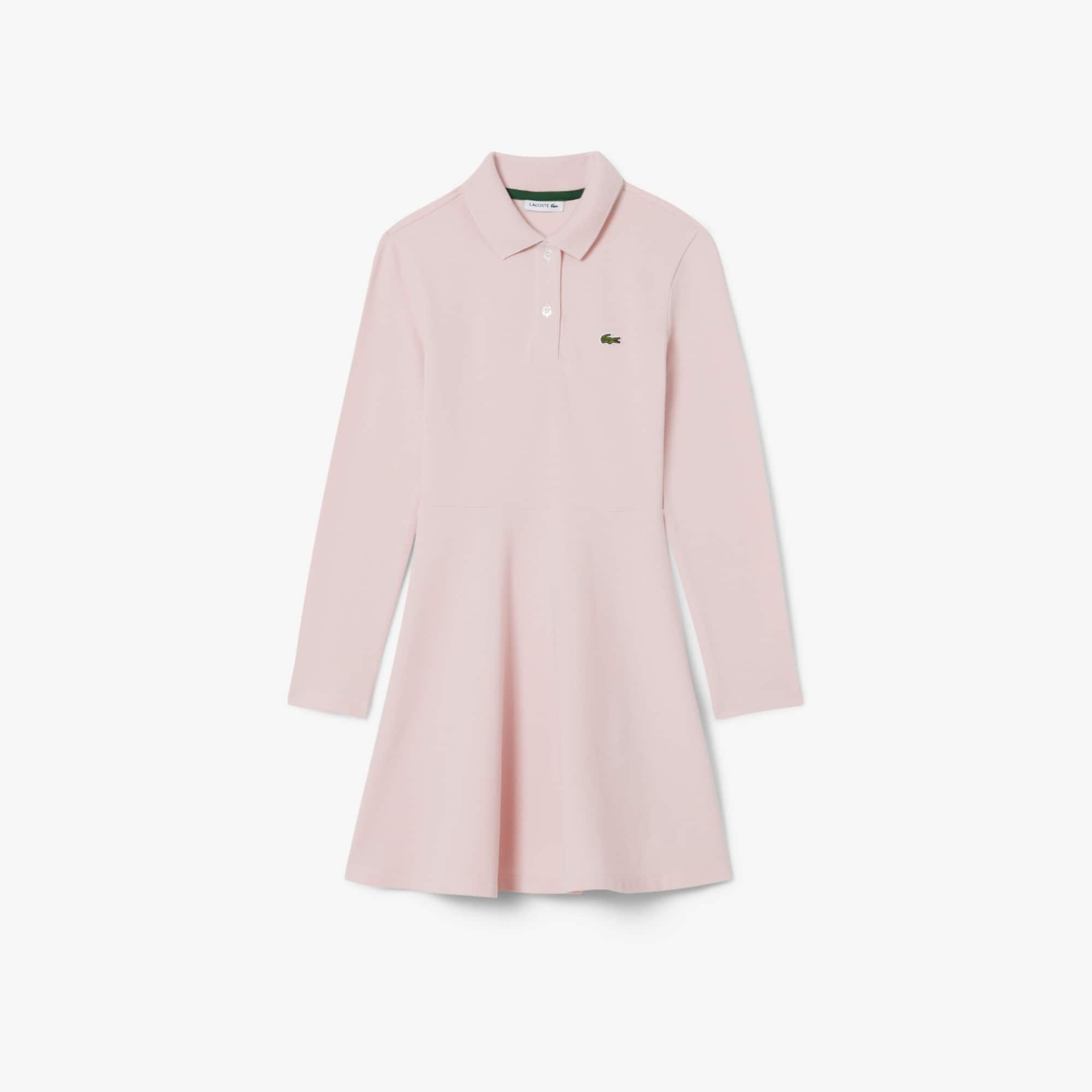 Lacoste Girls' Long Sleeve Stretch Piqué Polo Dress - 12 Years In Animal Print