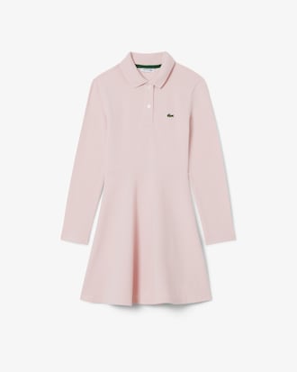 Girls' Long Sleeve Stretch Piqué Polo Dress