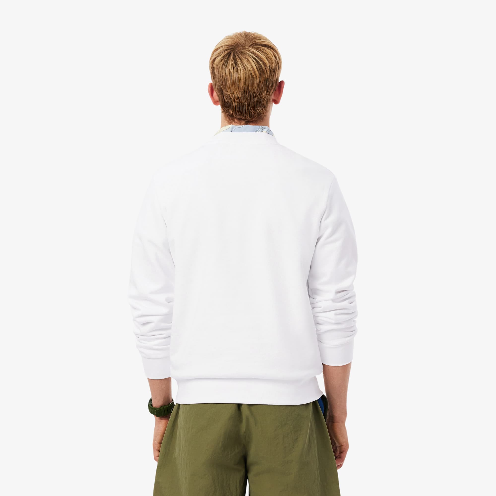 メンズウェア CLUBHAUS LACOSTE Crew Sweat White L Men's Classic Fit