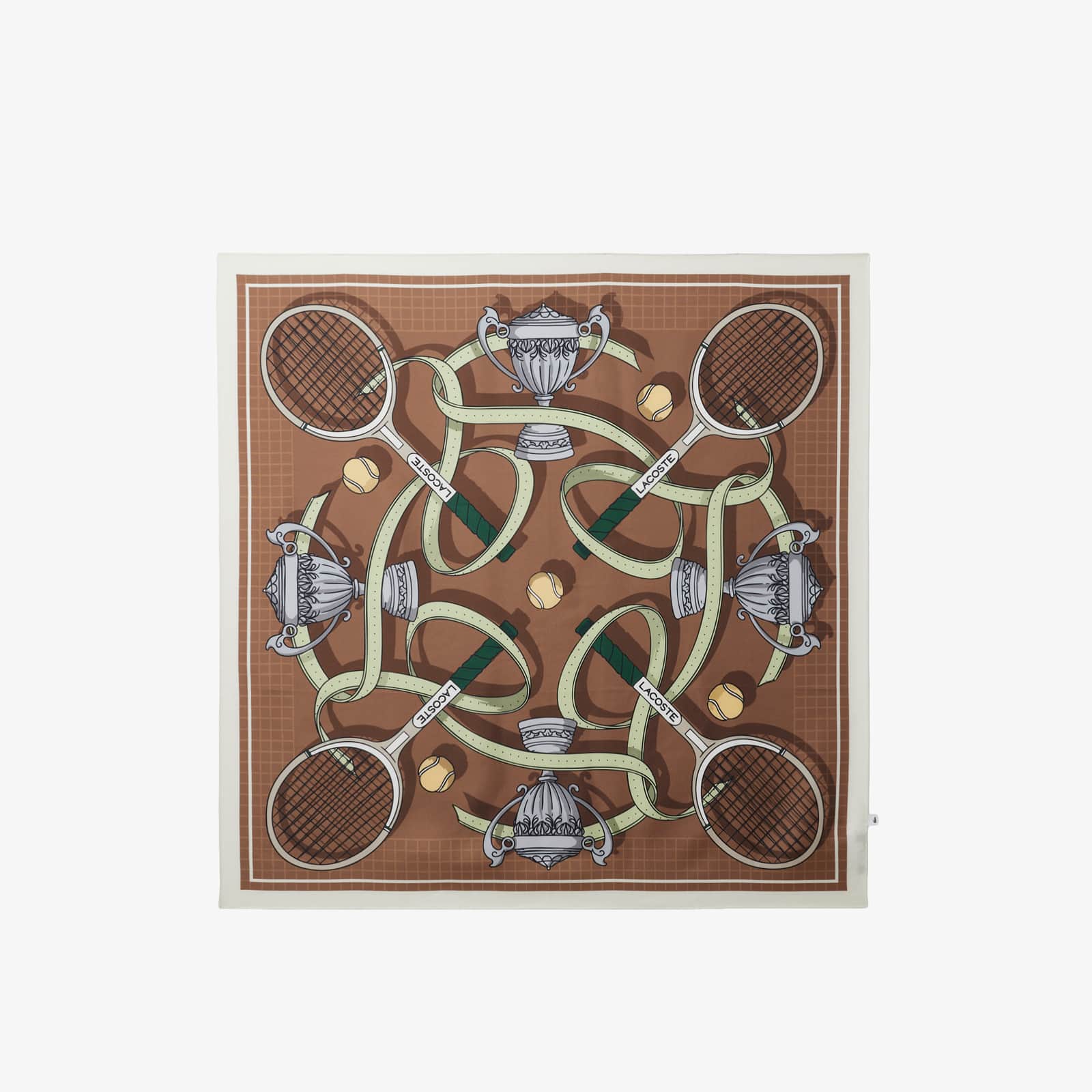 Lacoste Runway Print Silk Square - One Size In Brown