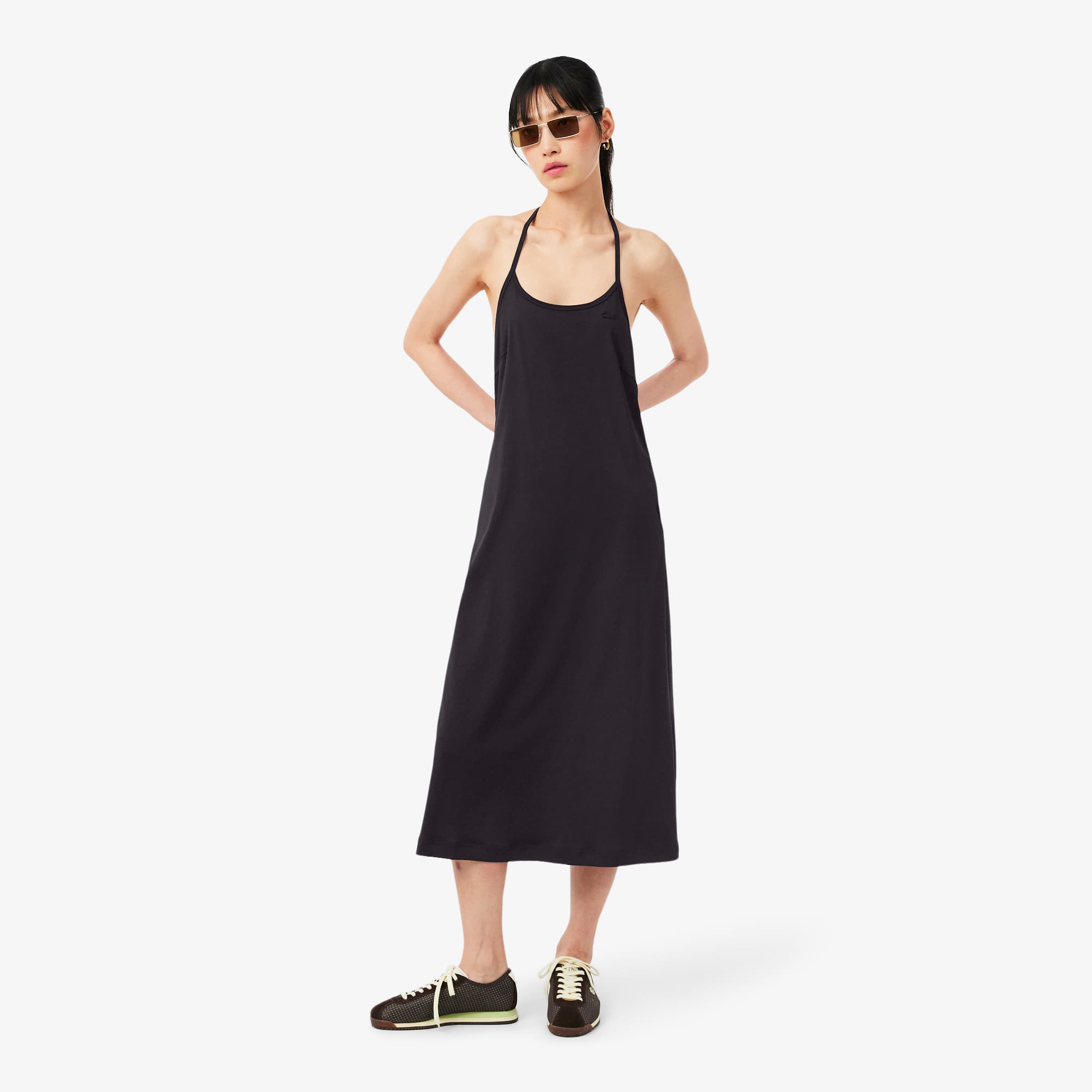 Lacoste Backless Strappy Maxi Dress - 42 In Black