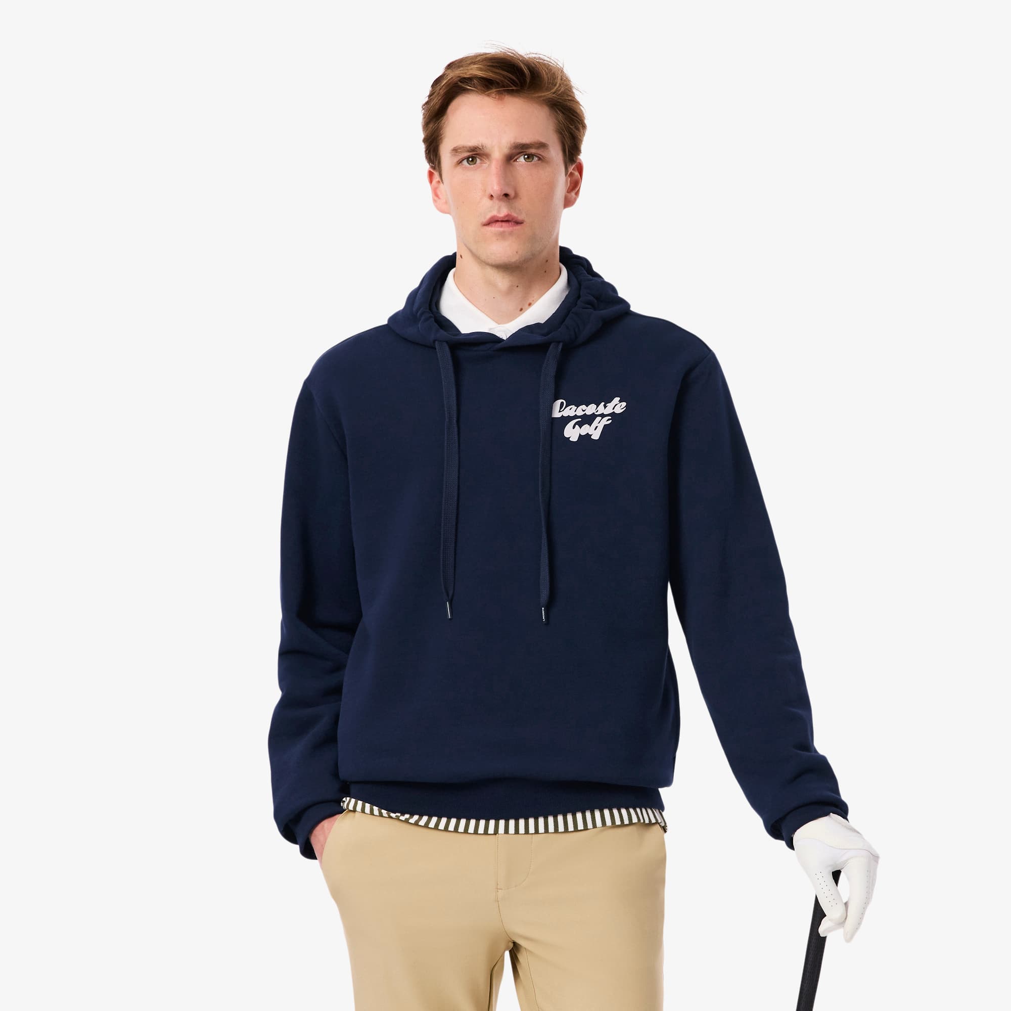 Lacoste Men's Printed Fleece Golf Hoodie - Xxl - 7 In Blue