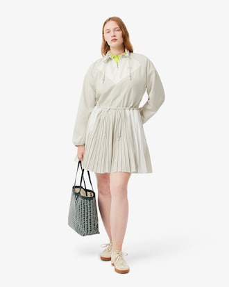 Women's Short Relaxed Fit Pleated Sweatshirt Dress