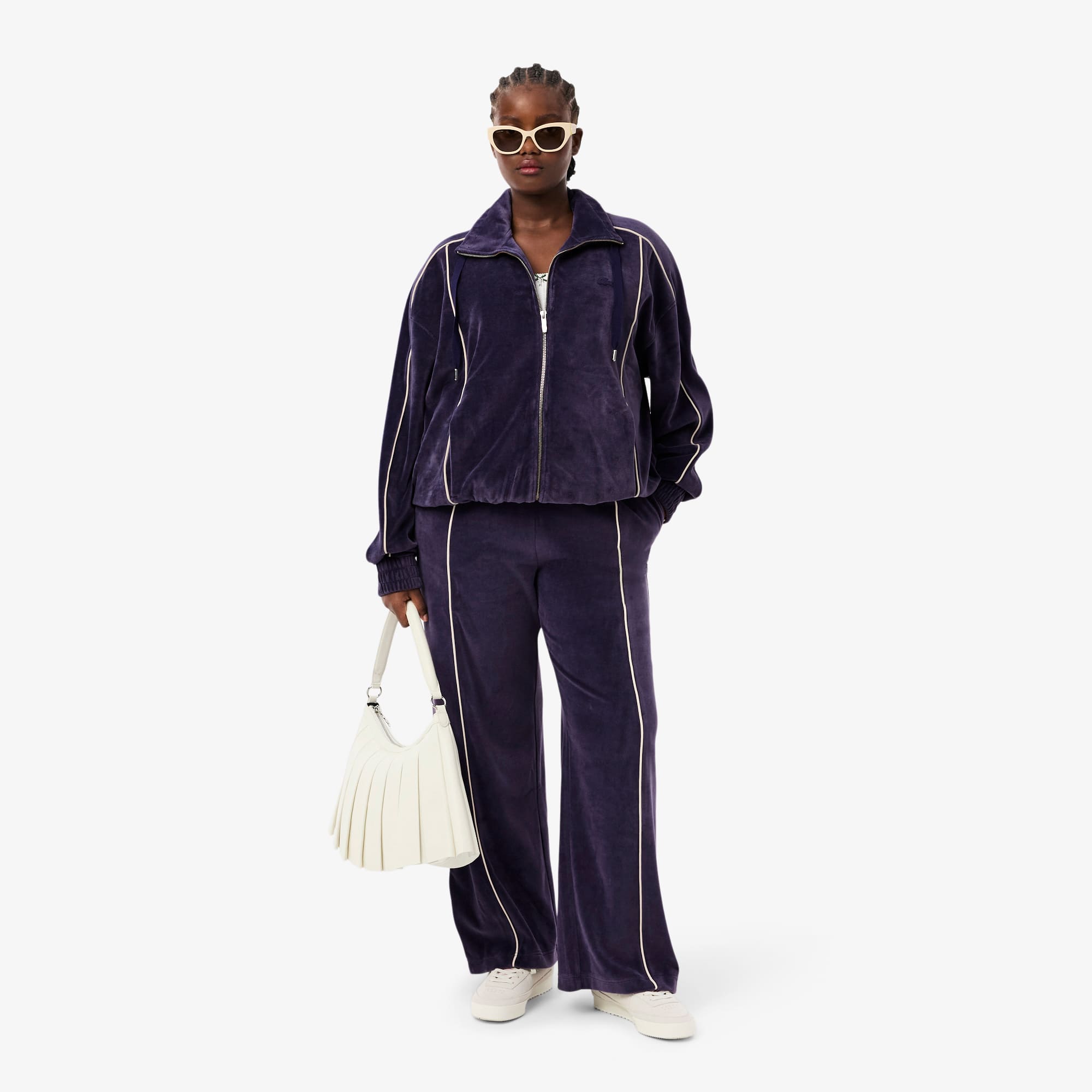 Women's Oversized Zip-Up Velour Sweatshirt - Sweaters