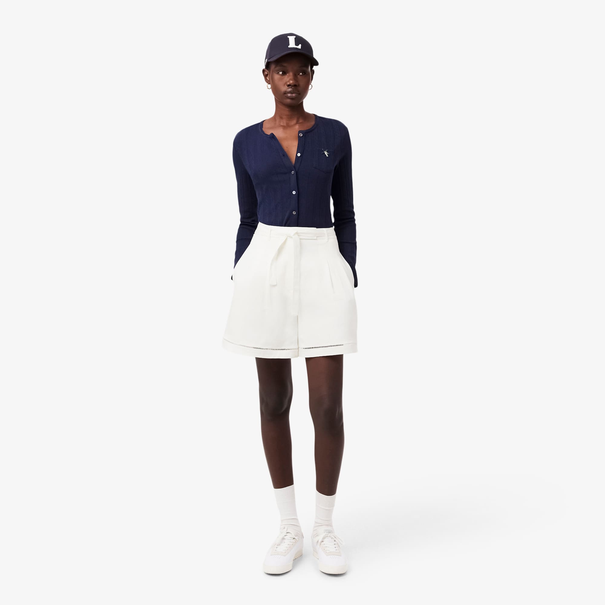 Lacoste Oversized Fluid Linen Blend Bermuda Shorts