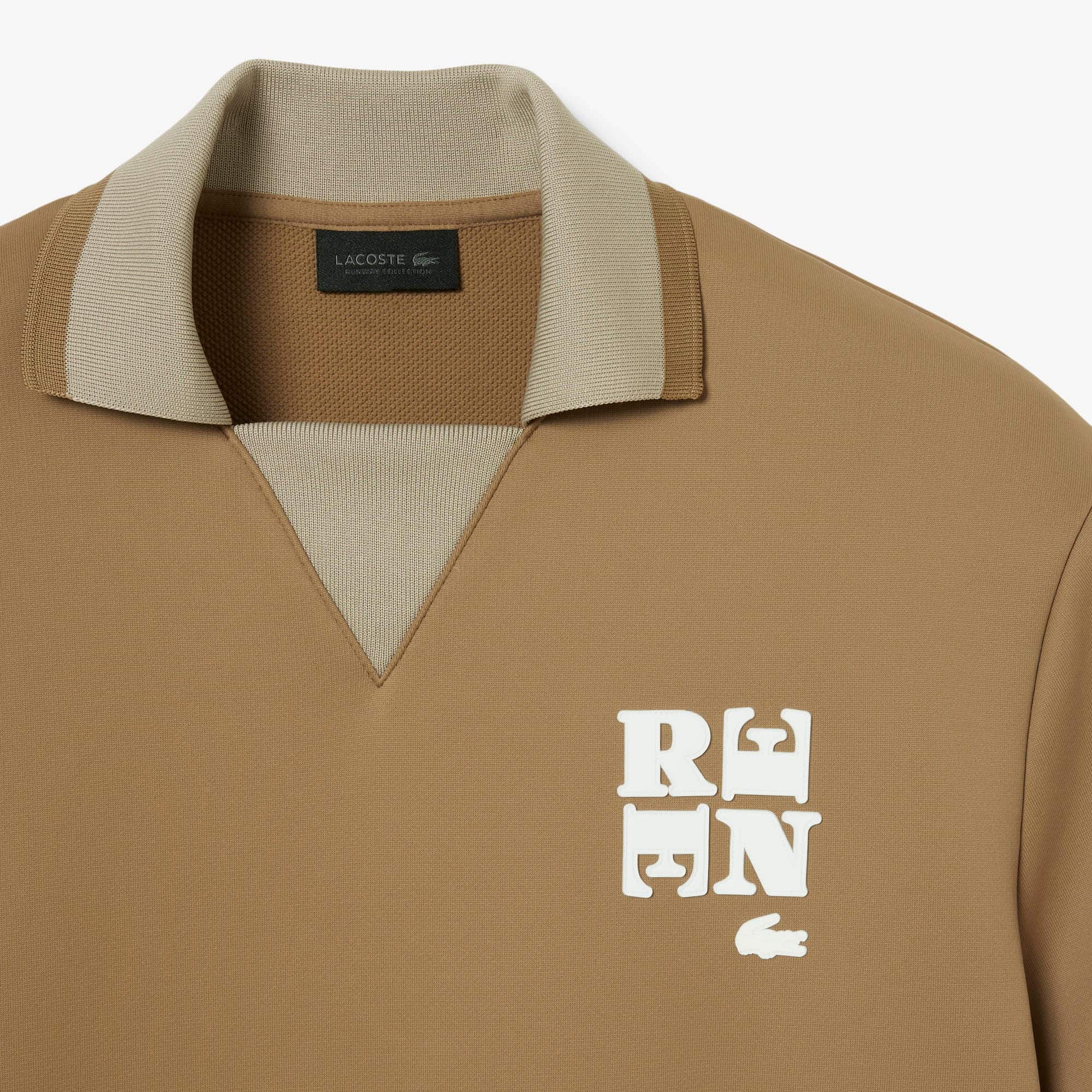 Runway Badge Accent Oversized Satin Polo Shirt