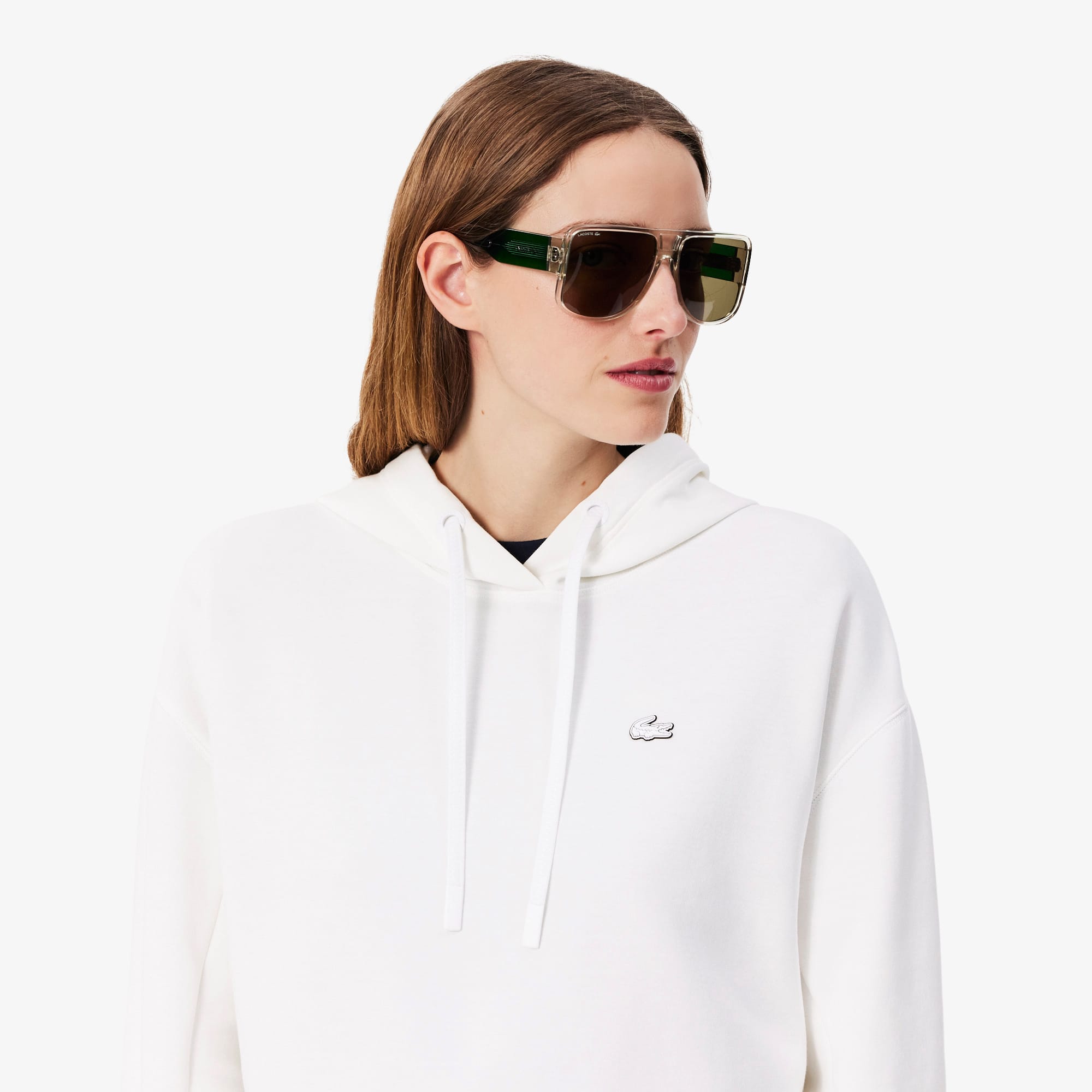 Tシャツ・カットソー LACOSTE Women Hoodies SH2741 70V White Women's Removable Sport Hoodie - Sweaters & Sweatshirts