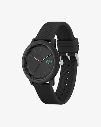Men’s Lacoste.12.12 Black Silicone Strap Watch