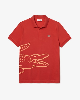 Men&rsquo;s Regular Fit Crocodile Print Cotton Piqu&eacute; Polo