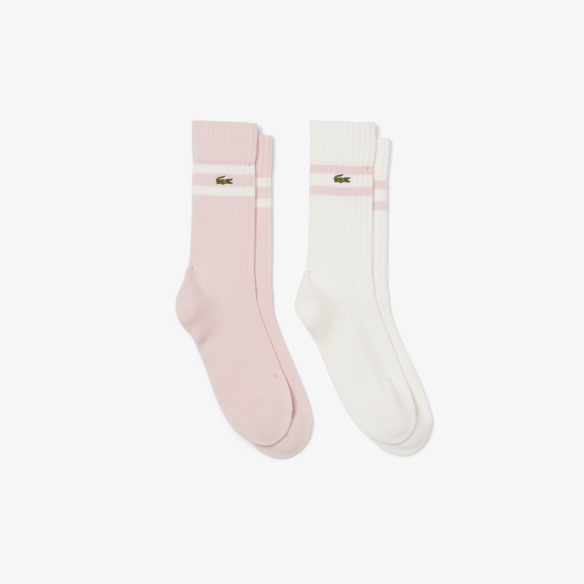 Lacoste Unisex Ribbed Cotton Socks - 3 - 5.5 In Pink