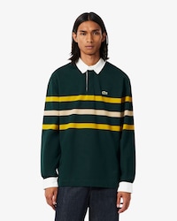 Relaxed Fit Striped Piqu&eacute; Rugby Polo Shirt