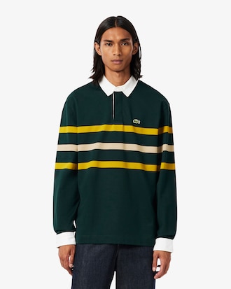 Polo de Rugby de Piqu&eacute; de Rayas de Corte Holgado