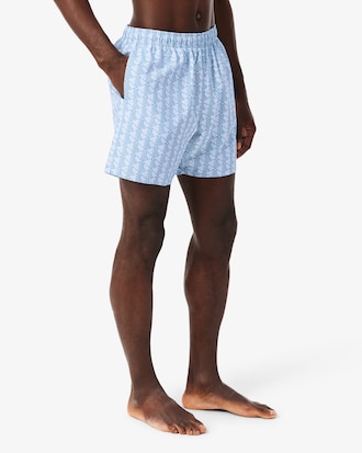 Mid Length Monogram Print Swim Trunks