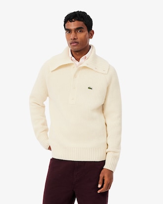 High Neck Pearl Rib Knit Sweater