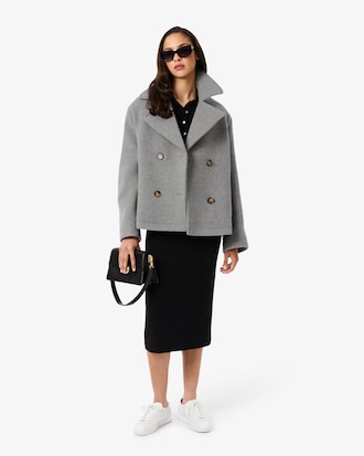 Women's Short Oversized Wool Blend Pea Coat